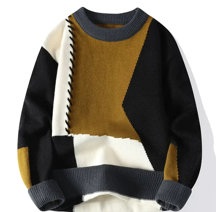 Vintage Men's Color Block Knit Sweater